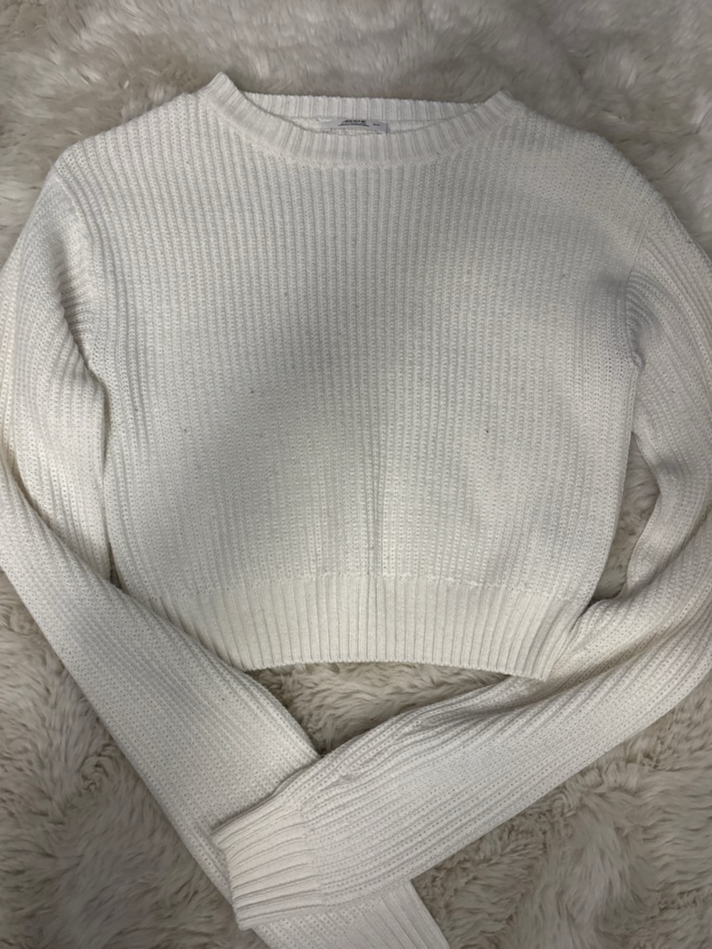 Ardene White Ribbed Crewneck Sweater